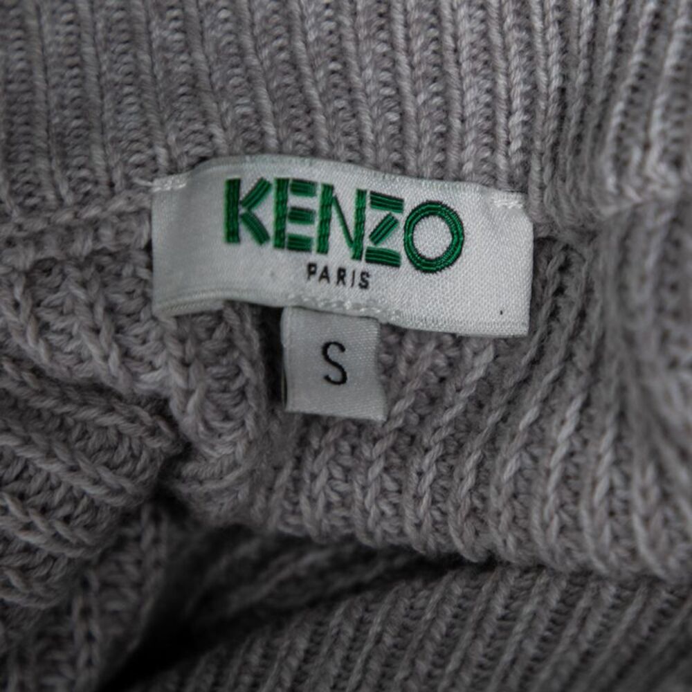 Kenzo Grey Knit Logo Trimmed Detailed Long Sleeve Sweater Dress S - Picture 5 of 5